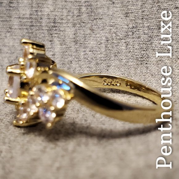 FINAL RESTOCK!! Brilliant Cut 18k Yellow Gold Plated Cluster Ring - Picture 3 of 6
